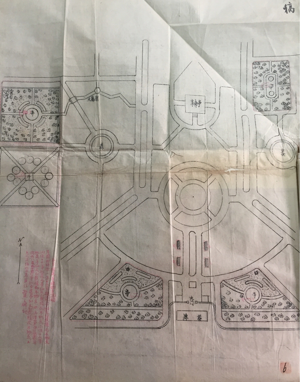 附图三：西安市政处勘定的《各军拟建修亭碑及已栽植花木地点图样》